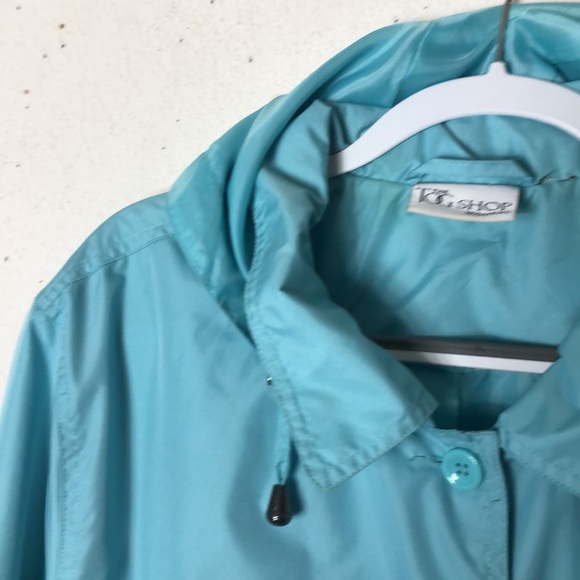 The TOG Shop turquoise Rain Coat Wind Breaker Jacket Hooded armpit to armpit 26” - Picture 5 of 7